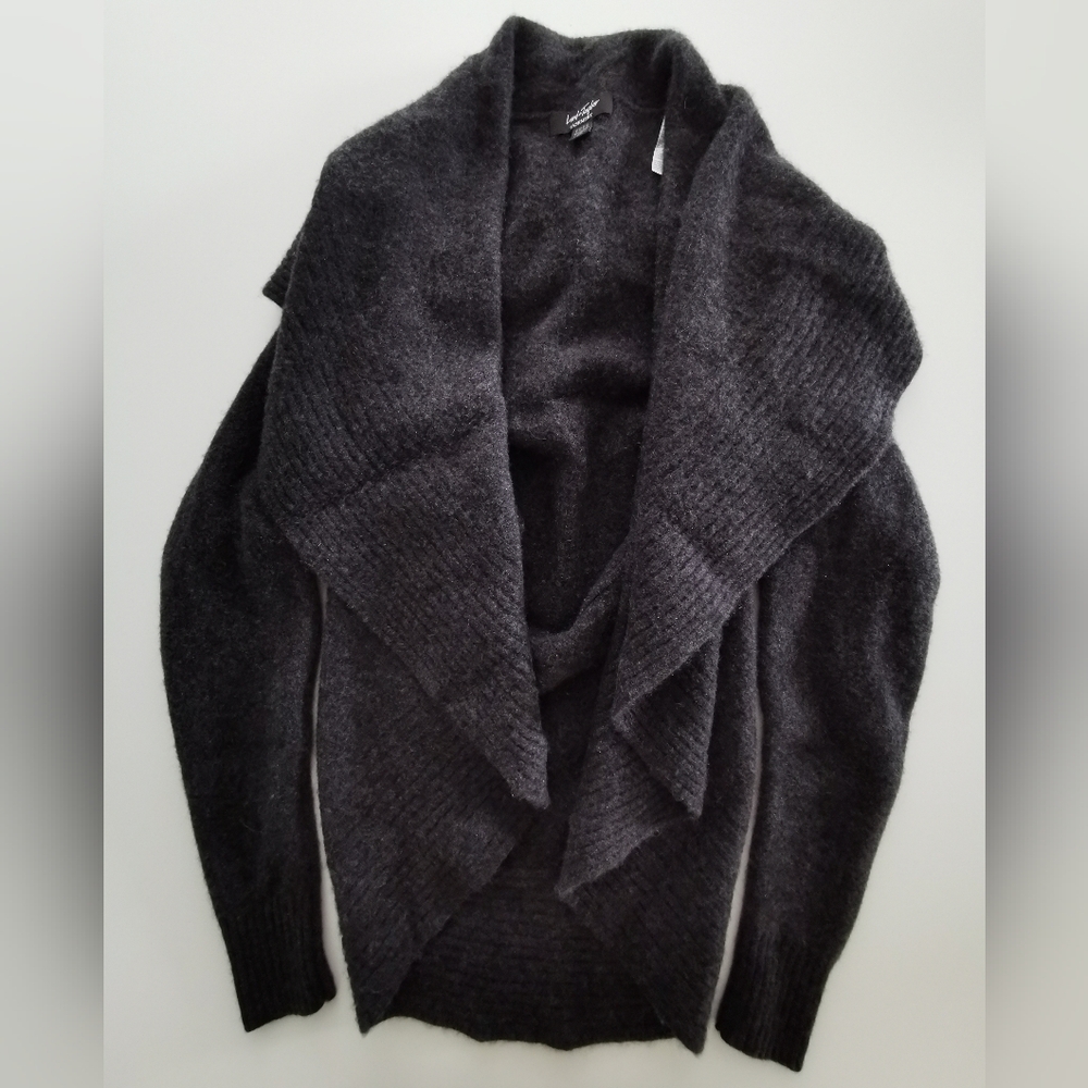 100% Pure Cashmere Lord & Taylor Thick Charcoal Grey Sweater Cardigan